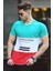 Renk Bloklu Baskılı Yeşil T-Shirt 3071 1