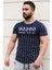 Bisiklet Yaka Çizgi Detaylı Lacivert T-Shirt 2863 1