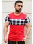Bisiklet Yaka Ekoseli Kırmızı T-Shirt 3004 3