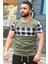 Bisiklet Yaka Ekoseli Haki T-Shirt 3004 1