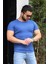 Bisiklet Yaka Saks Basic T-Shirt 4077 2