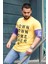Baskılı Kol Detaylı Sarı T-Shirt Mad4010 1