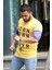 Baskılı Kol Detaylı Sarı T-Shirt Mad4010 2