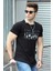 Baskılı Siyah Erkek T-Shirt 4482 1