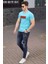 Madmext Baskılı Mavi Erkek T-Shirt 4589 2