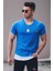 Madmext Dama Baskılı Saks T-Shirt 2624 1