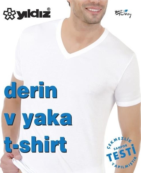 Yıldız 3'lü Yıldız 355-356 Erkek Derin V Yaka Kısa Kollu T-Shirt görsel 2