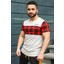 Bisiklet Yaka Ekoseli Beyaz T-Shirt 3004 2