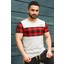 Bisiklet Yaka Ekoseli Beyaz T-Shirt 3004 3