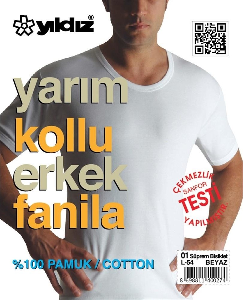 Yıldız 3'lü Yıldız 01 Erkek Süprem Bisiklet Yaka Pamuk Fanila görsel 2