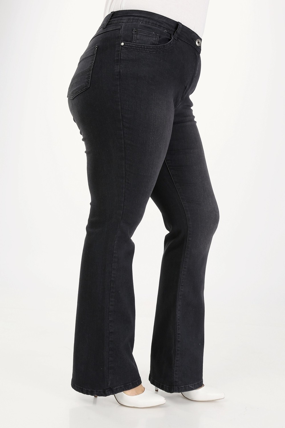 E Collection Ispanyol Paça Likralı Büyük Beden Jeans Pantolon