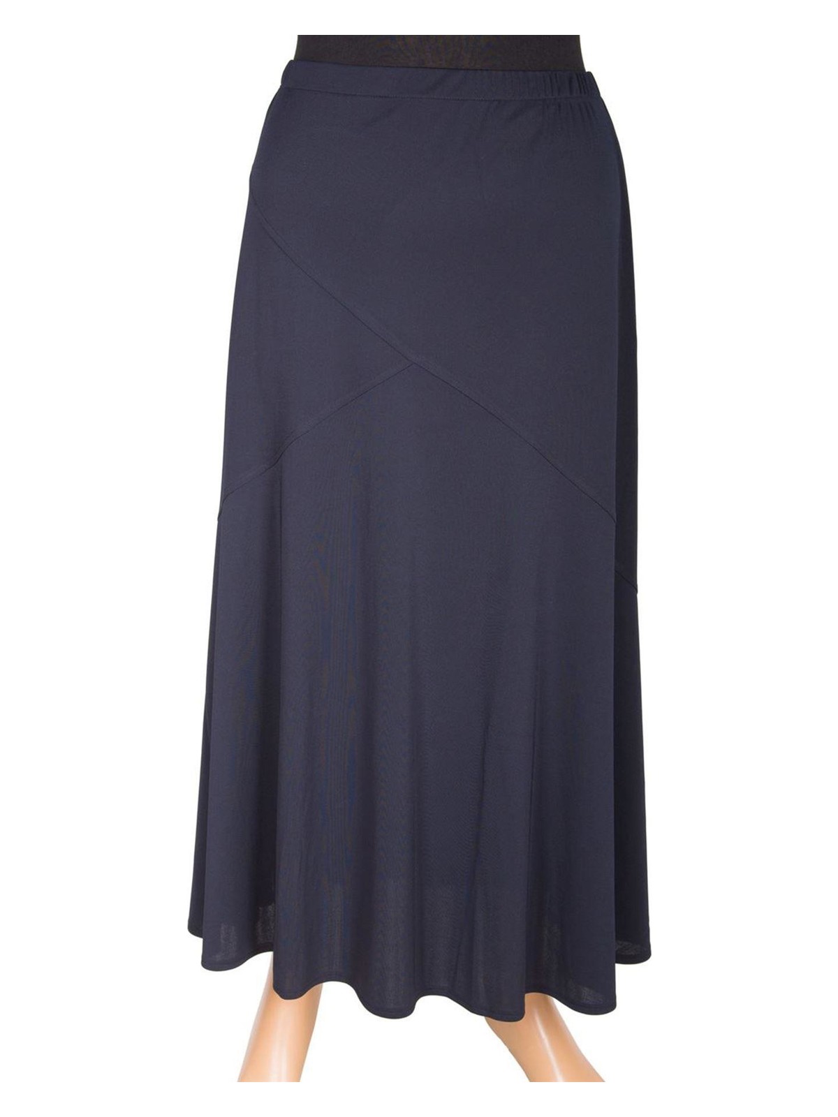 Hesna Hesna Rana Çapraz Model Lacivert Krep Etek Lastik Kemerli 97 cm Uzunlukta Kadın Etek