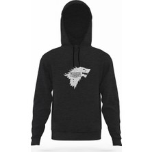 Tshirthane G O T Stark Füme Antrasit Erkek Kapüşonlu Sweatshirt Uzun Kol