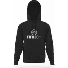 Tshirthane Fıfa 2020 Füme Antrasit Erkek Kapüşonlu Sweatshirt Uzun Kol