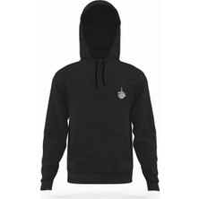 Tshirthane Iskelet Gösteren Orta Parmak Orta Parmak Göğüs Füme Antrasit Erkek Kapüşonlu Sweatshirt Uzun Kol