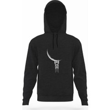 Tshirthane Astronot Aya Asılı Astronot Füme Antrasit Erkek Kapüşonlu Sweatshirt Uzun Kol