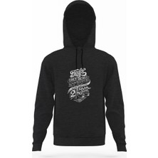 Tshirthane Leyla Sev Beni Füme Antrasit Erkek Kapüşonlu Sweatshirt Uzun Kol