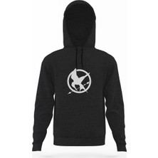 Tshirthane Symbols District Mockingjay Vector By Trebory6 Füme Antrasit Erkek Kapüşonlu Sweatshirt Uzun Kol