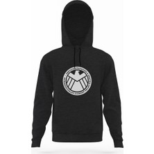 Tshirthane H I E L D Füme Antrasit Erkek Kapüşonlu Sweatshirt Uzun Kol