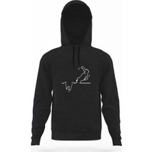 Tshirthane La Linea Trt Cizgi Adam Accident Füme Antrasit Erkek Kapüşonlu Sweatshirt Uzun Kol