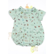 Babydola Kız Bebek %100 Pamuklu Çiçekli Kısa Tulum Babydola