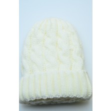 Yayke Krem Triko Örme Kadın Bere