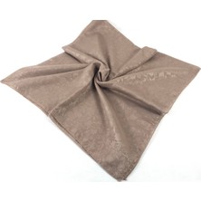 Mom Collection Kendinden Desenli Kare Örtü  Tülbent  Yazma  Sütlü Kahve