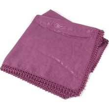 Mom Collection Güpürlü Kendinden Desenli Kare Örtü  Tülbent  Yazma  Eflatun