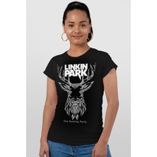 ROCKANDROLL Geometrik Geyik Siyah Kısa Kollu Kadın T-Shirt