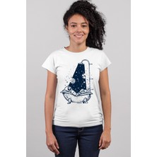Rock&Roll Astro Duş Beyaz Kısa Kollu Kadın T-Shirt