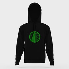 Tshirthane Arrow Logo Classic Siyah Erkek Kapüşonlu Sweatshirt Uzun Kol