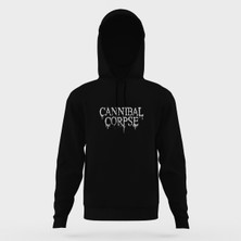 Tshirthane Cannibal Corpse Logo Siyah Erkek Kapüşonlu Sweatshirt Uzun Kol