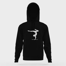 Tshirthane Silhouette Gymnastic Siyah Erkek Kapüşonlu Sweatshirt Uzun Kol