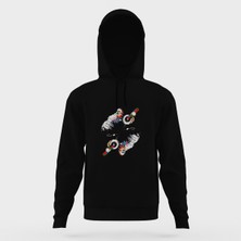 Tshirthane Dj Monkey Siyah Erkek Kapüşonlu Sweatshirt Uzun Kol