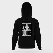 Tshirthane Pubg 3 Adam Team Siyah Erkek Kapüşonlu Sweatshirt Uzun Kol