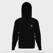 Tshirthane Oğlak Burcu Siyah Erkek Kapüşonlu Sweatshirt Uzun Kol