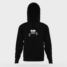 Tshirthane Jeep Siyah Erkek Kapüşonlu Sweatshirt Uzun Kol