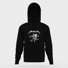 Tshirthane Metallica Skull Siyah Erkek Kapüşonlu Sweatshirt Uzun Kol