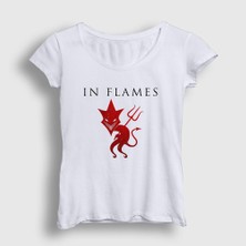 Presmono Kadın Beyaz Devil In Flames T-Shirt