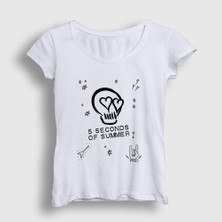 Presmono Kadın Beyaz Skull 5 Seconds Of Summer T-Shirt