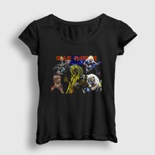 Presmono Kadın Siyah Band Iron Maiden T-Shirt
