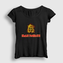 Presmono Kadın Siyah Iron Maiden T-Shirt