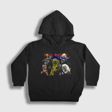 Presmono Unisex Çocuk Siyah Band Iron Maiden Kapüşonlu Sweatshirt