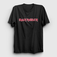 Presmono Unisex Siyah Logo Iron Maiden T-Shirt