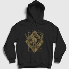 Presmono Unisex Siyah Moose In Flames Kapüşonlu Sweatshirt