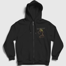 Presmono Unisex Siyah Mummy Iron Maiden Fermuarlı Kapüşonlu Sweatshirt