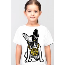 Rock&Roll Fransız Rapci Beyaz Kısa Kollu Kız Erkek Uniseks Çocuk T-Shirt