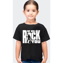 Rock&Roll Just Rock You Siyah Kısa Kollu Kız Erkek Uniseks Çocuk Tişört