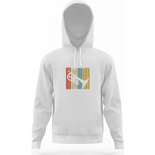 Tshirthane Silhouette Mellophone Vintage Style Beyaz Erkek Kapüşonlu Sweatshirt Uzun Kol