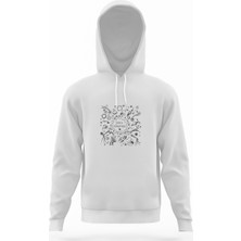 Tshirthane Space Adventure Uzay Gezegenler Nasa Yıldız Roket Astronot Beyaz Erkek Kapüşonlu Sweatshirt